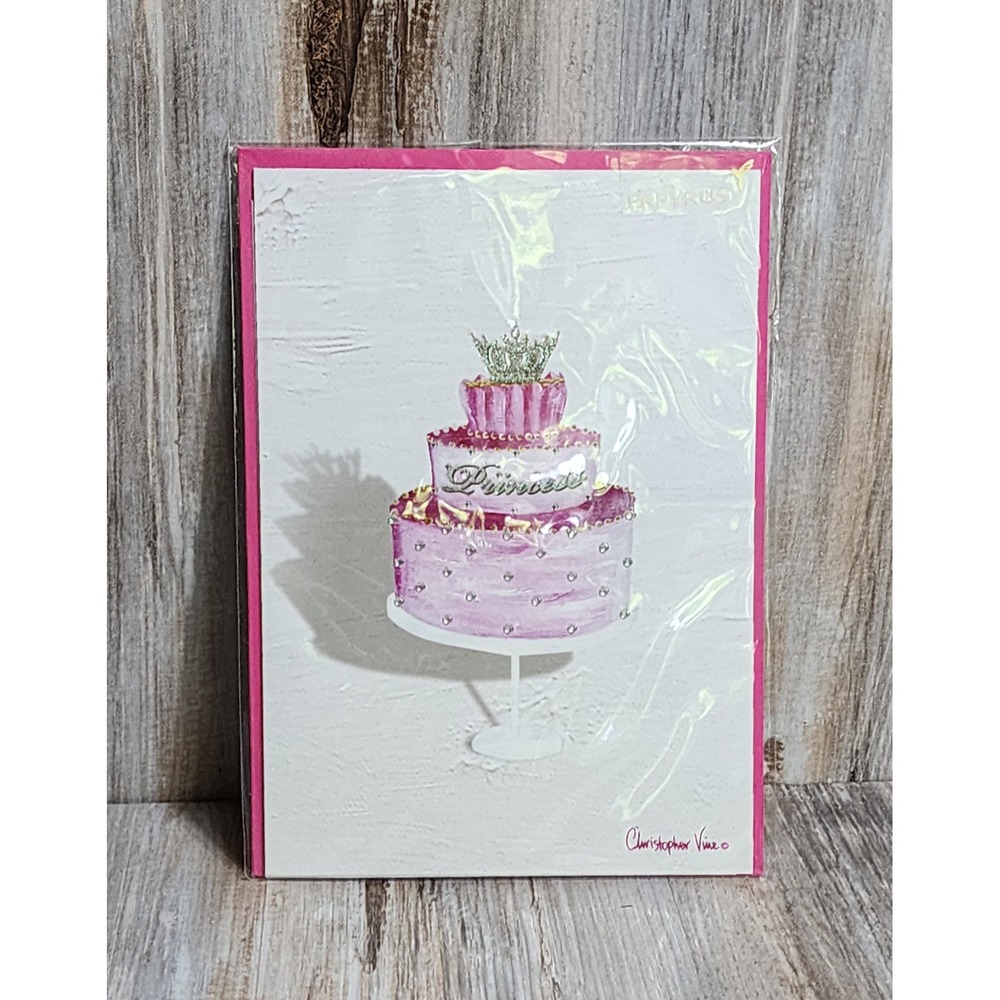 Papyrus Christopher Vine Princess Cake Birthday Card Rhinestones Glitter Pink
